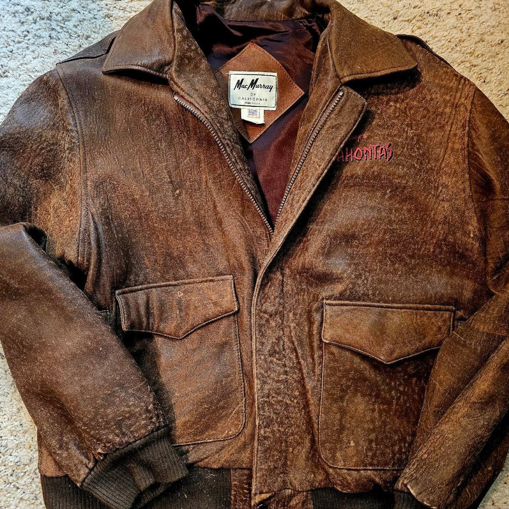 RARE Vintage 1995 Disney Animation Leather Crew Jacket POCAHONTAS - Size LARGE